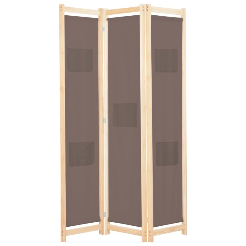 vidaXL Διαχωριστικό Δωματίου με 3 Πάνελ Καφέ 120x170x4 εκ. Υφασμάτινο