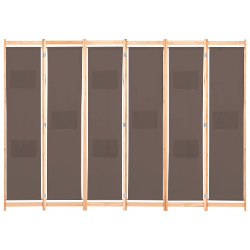 vidaXL Διαχωριστικό Δωματίου με 6 Πάνελ Καφέ 240x170x4 εκ. Υφασμάτινο