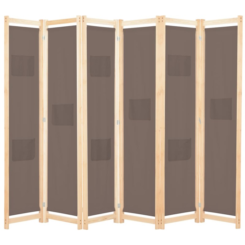 vidaXL Διαχωριστικό Δωματίου με 6 Πάνελ Καφέ 240x170x4 εκ. Υφασμάτινο