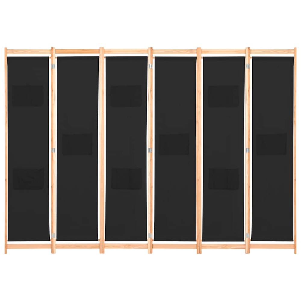 vidaXL Διαχωριστικό Δωματίου με 6 Πάνελ Μαύρο 240x170x4 εκ. Υφασμάτινο