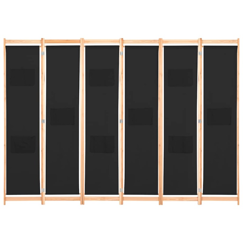 vidaXL Διαχωριστικό Δωματίου με 6 Πάνελ Μαύρο 240x170x4 εκ. Υφασμάτινο