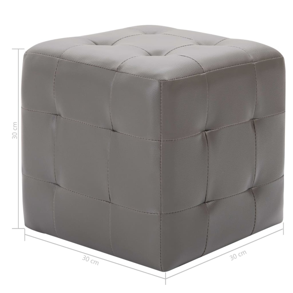vidaXL Κομοδίνα 2 τεμ. Γκρι 30 x 30 x 30 εκ. από Συνθετικό Δέρμα