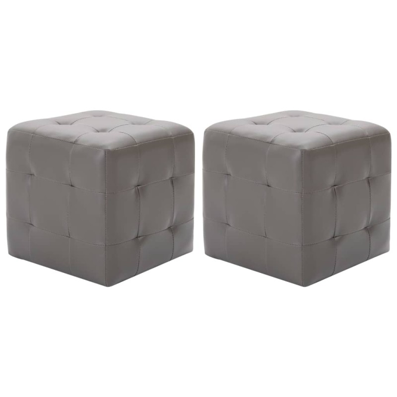 vidaXL Κομοδίνα 2 τεμ. Γκρι 30 x 30 x 30 εκ. από Συνθετικό Δέρμα