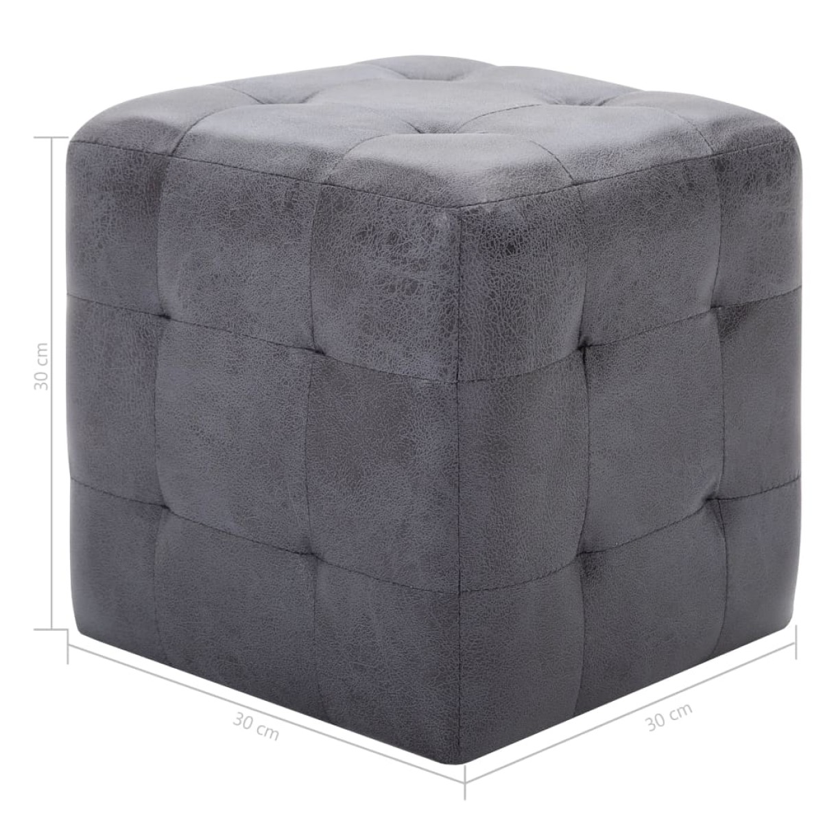 vidaXL Κομοδίνα 2 τεμ. Γκρι 30 x 30 x 30 εκ. από Συνθετικό Καστόρι