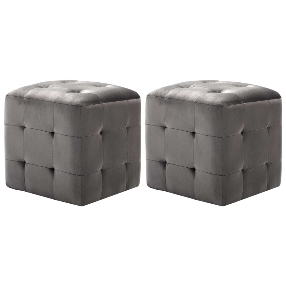 vidaXL Κομοδίνα/Σκαμπό 2 τεμ. Γκρι 30x30x30 εκ. από Βελούδινο Ύφασμα