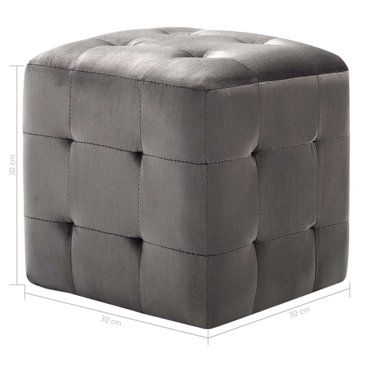 vidaXL Κομοδίνα/Σκαμπό 2 τεμ. Γκρι 30x30x30 εκ. από Βελούδινο Ύφασμα