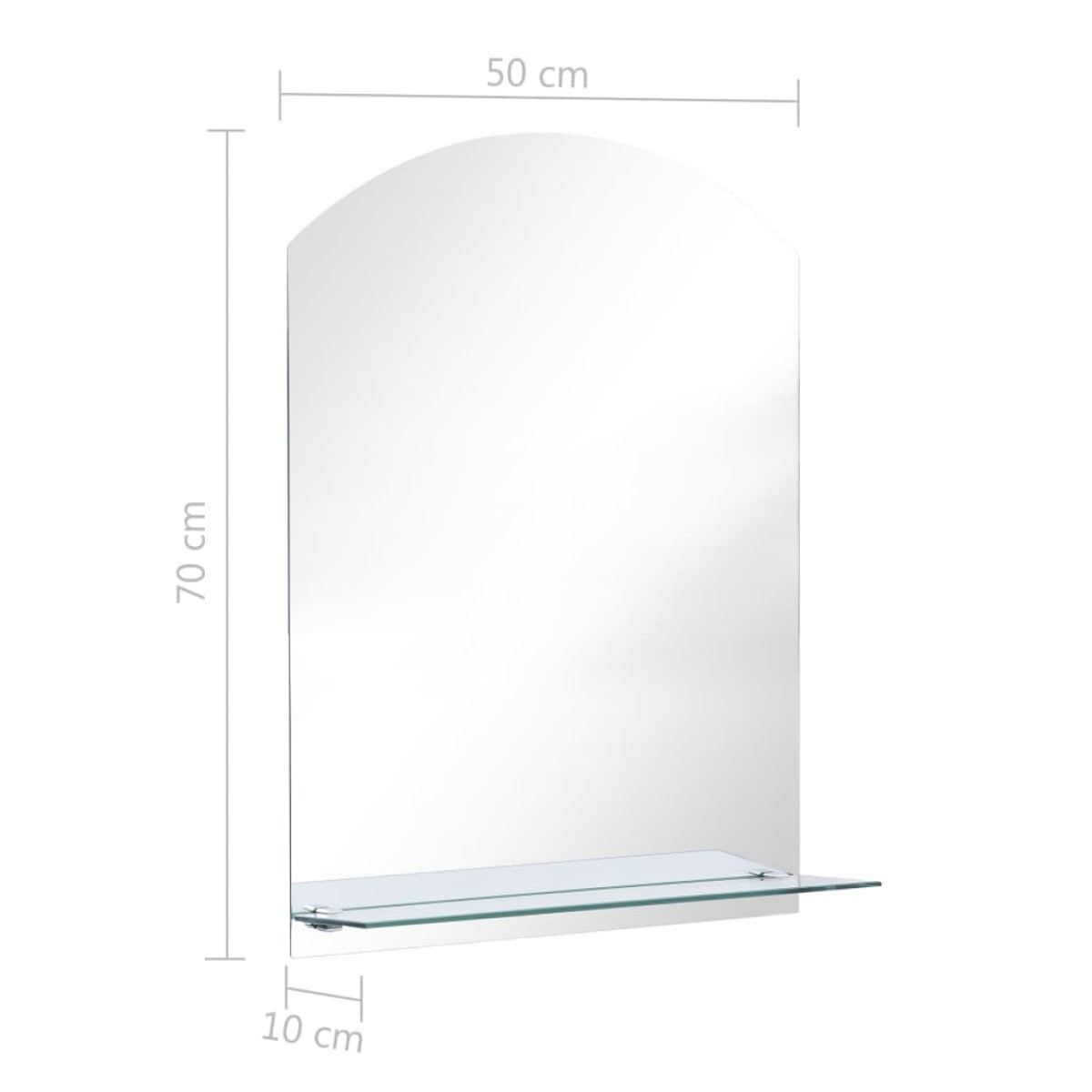vidaXL Καθρέφτης Τοίχου με Ράφι 50 x 70 εκ. από Ψημένο Γυαλί
