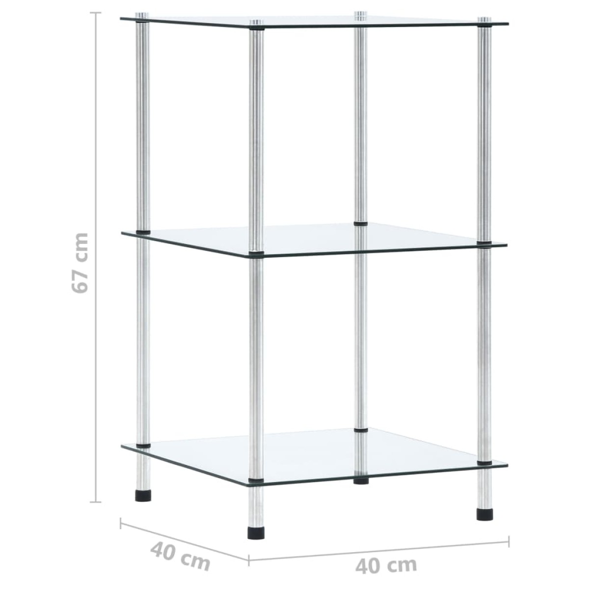 vidaXL Ράφι Διαφανές 3 Επιπέδων 40 x 40 x 67 εκ. από Ψημένο Γυαλί