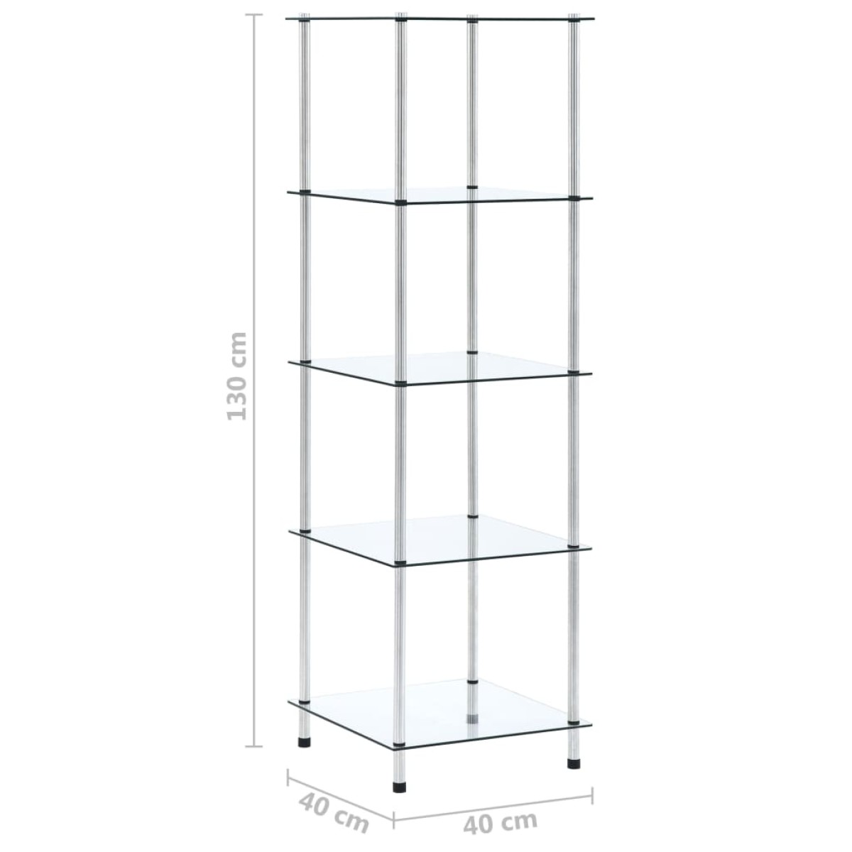 vidaXL Ράφι Διαφανές 5 Επιπέδων 40 x 40 x 130 εκ. από Ψημένο Γυαλί