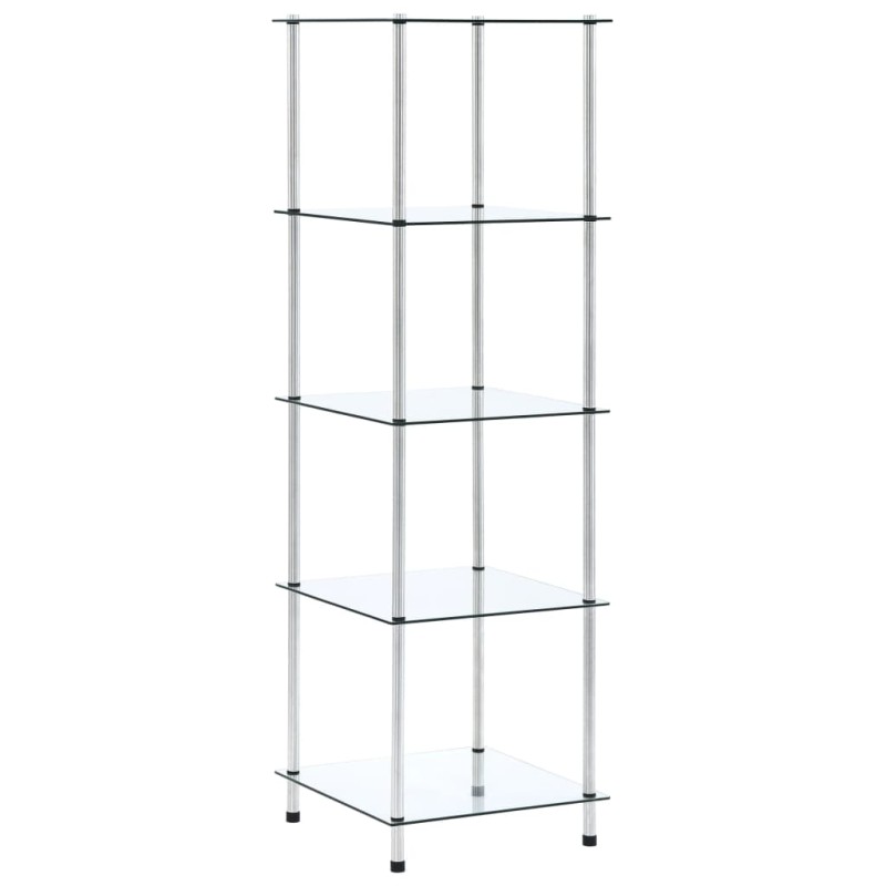 vidaXL Ράφι Διαφανές 5 Επιπέδων 40 x 40 x 130 εκ. από Ψημένο Γυαλί