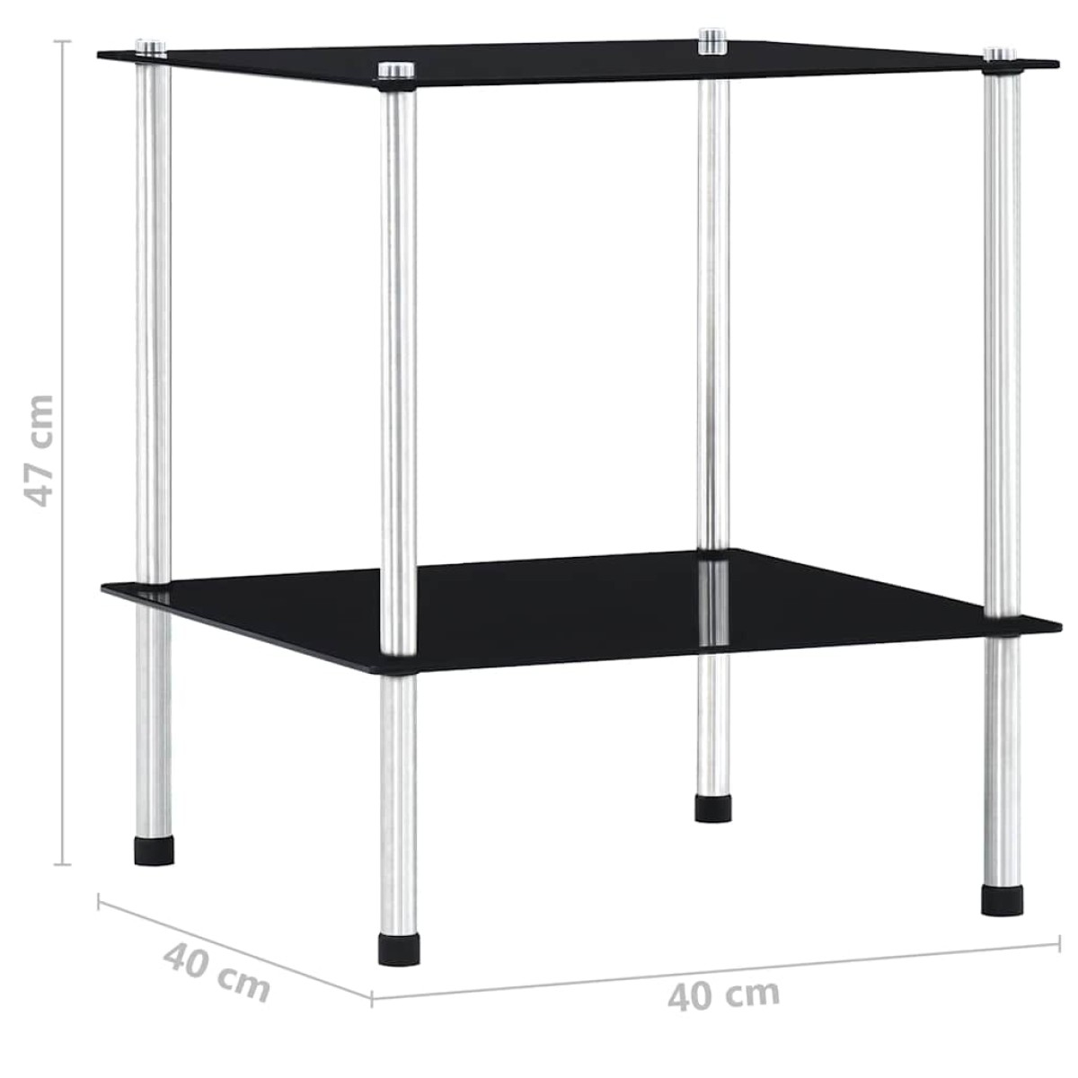 vidaXL Ραφιέρα 2 Επιπέδων Μαύρη 40 x 40 x 47 εκ. από Ψημένο Γυαλί