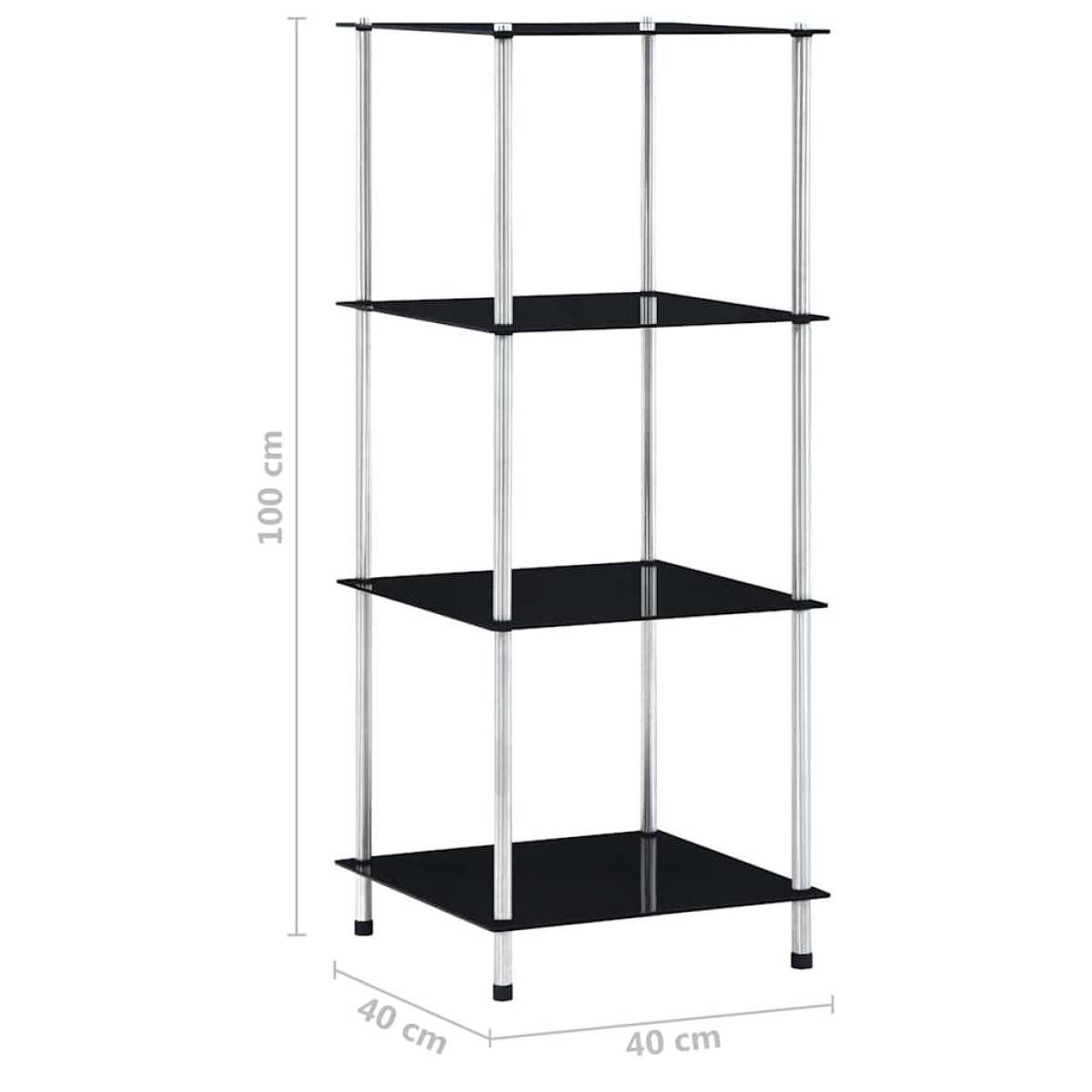 vidaXL Τραπεζάκι Σαλονιού 4 Επιπέδων Μαύρο 40x40x100 εκ Ψημ. Γυαλί