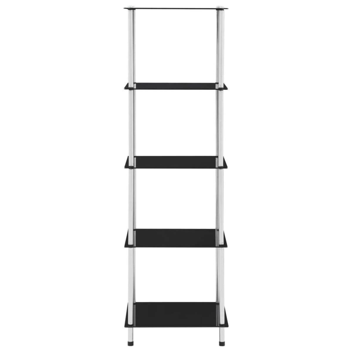 vidaXL Ράφι Διαφανές 5 Επιπέδων Μαύρο 40 x 40 x 130 εκ. Ψημένο Γυαλί