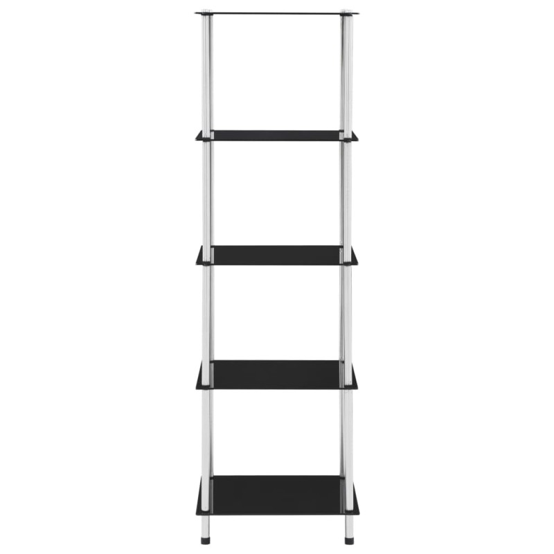 vidaXL Ράφι Διαφανές 5 Επιπέδων Μαύρο 40 x 40 x 130 εκ. Ψημένο Γυαλί
