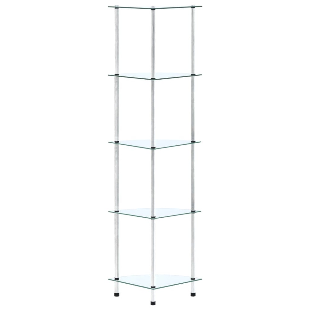 vidaXL Ράφι Διαφανές 5 Επιπέδων 30 x 30 x 130 εκ. από Ψημένο Γυαλί