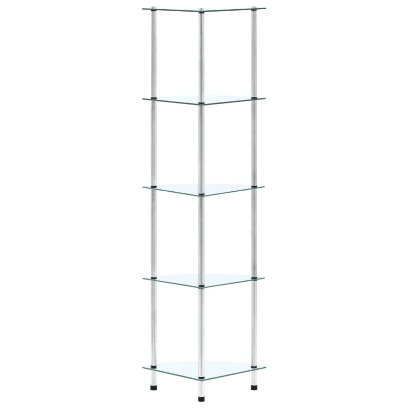 vidaXL Ράφι Διαφανές 5 Επιπέδων 30 x 30 x 130 εκ. από Ψημένο Γυαλί