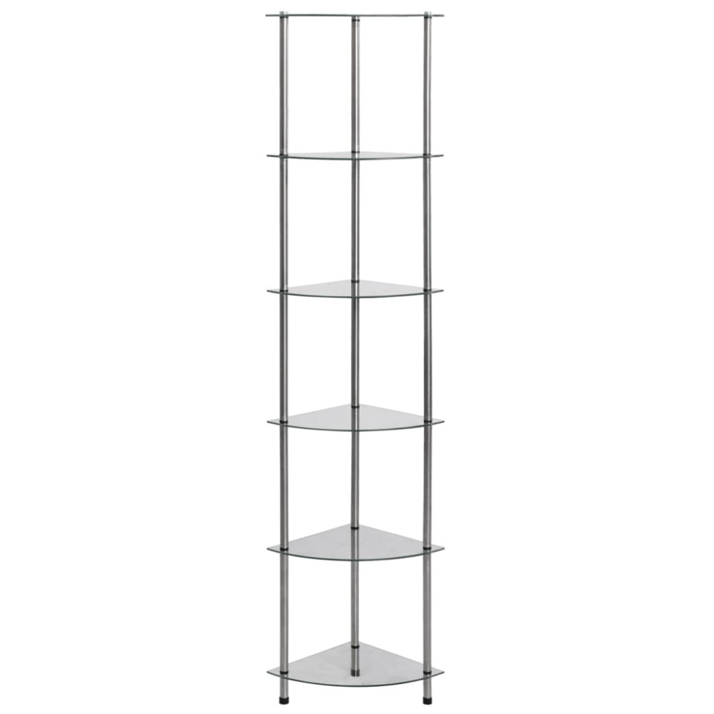vidaXL Ραφιέρα 6 Επιπέδων Διαφανής 30 x 30 x 160 εκ. από Ψημένο Γυαλί