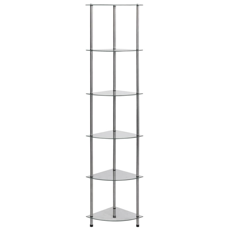 vidaXL Ραφιέρα 6 Επιπέδων Διαφανής 30 x 30 x 160 εκ. από Ψημένο Γυαλί