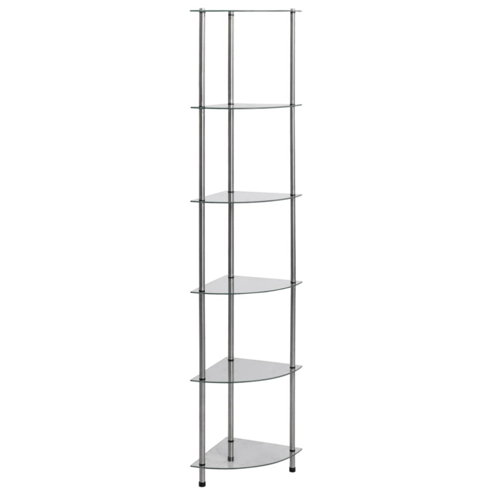 vidaXL Ραφιέρα 6 Επιπέδων Διαφανής 30 x 30 x 160 εκ. από Ψημένο Γυαλί