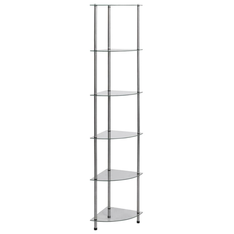 vidaXL Ραφιέρα 6 Επιπέδων Διαφανής 30 x 30 x 160 εκ. από Ψημένο Γυαλί
