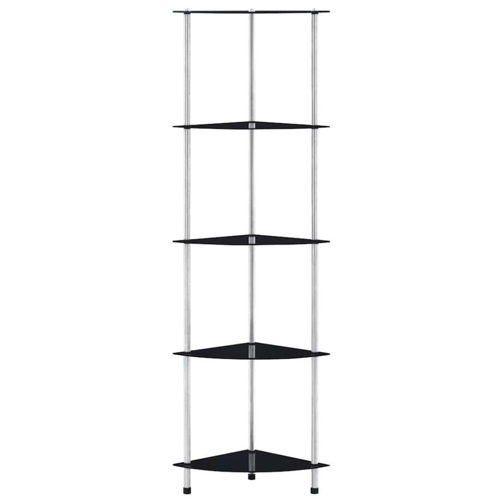 vidaXL Ράφι Διαφανές 5 Επιπέδων Μαύρο 30 x 30 x 130 εκ. Ψημένο Γυαλί