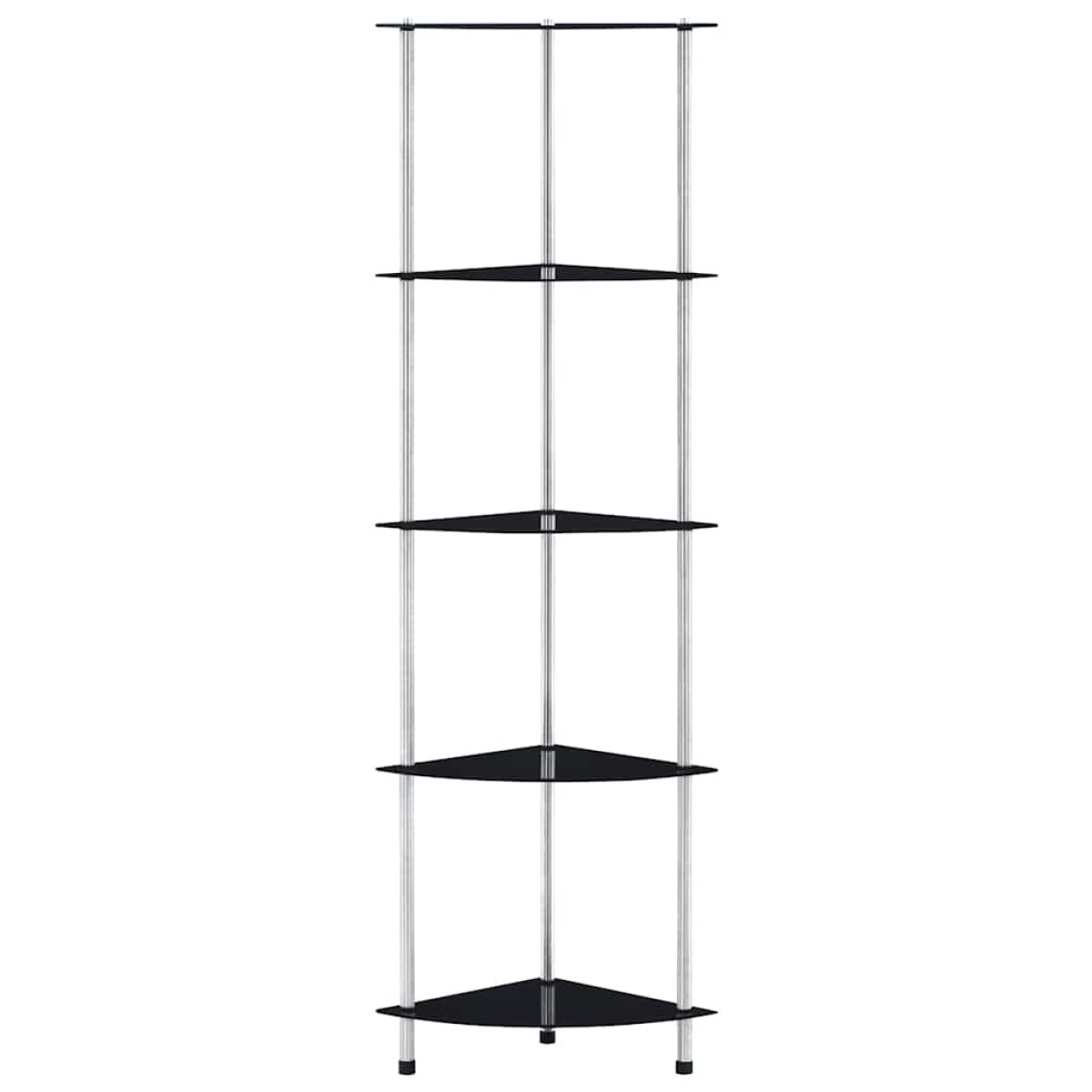 vidaXL Ράφι Διαφανές 5 Επιπέδων Μαύρο 30 x 30 x 130 εκ. Ψημένο Γυαλί