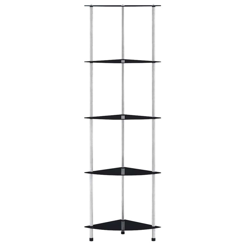vidaXL Ράφι Διαφανές 5 Επιπέδων Μαύρο 30 x 30 x 130 εκ. Ψημένο Γυαλί
