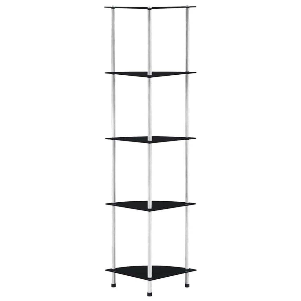 vidaXL Ράφι Διαφανές 5 Επιπέδων Μαύρο 30 x 30 x 130 εκ. Ψημένο Γυαλί