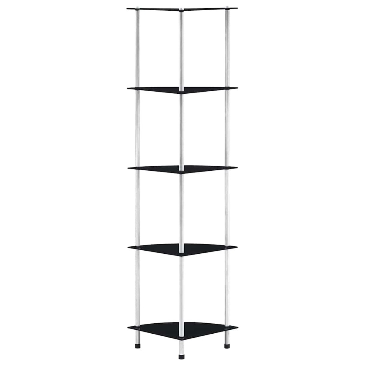 vidaXL Ράφι Διαφανές 5 Επιπέδων Μαύρο 30 x 30 x 130 εκ. Ψημένο Γυαλί