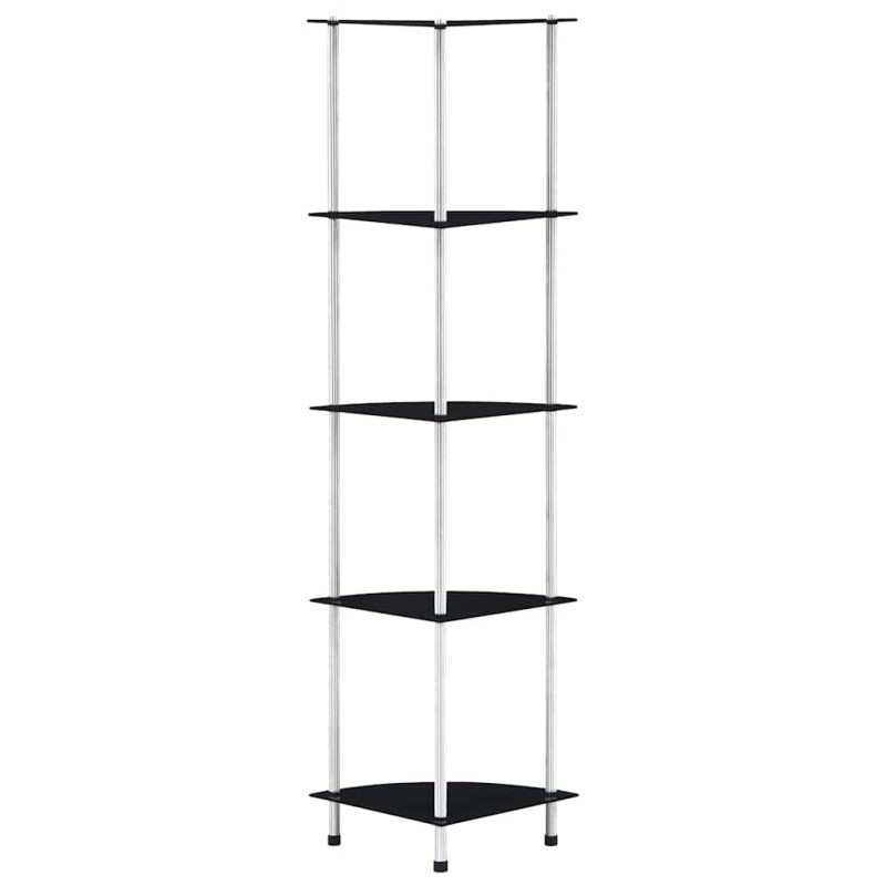 vidaXL Ράφι Διαφανές 5 Επιπέδων Μαύρο 30 x 30 x 130 εκ. Ψημένο Γυαλί