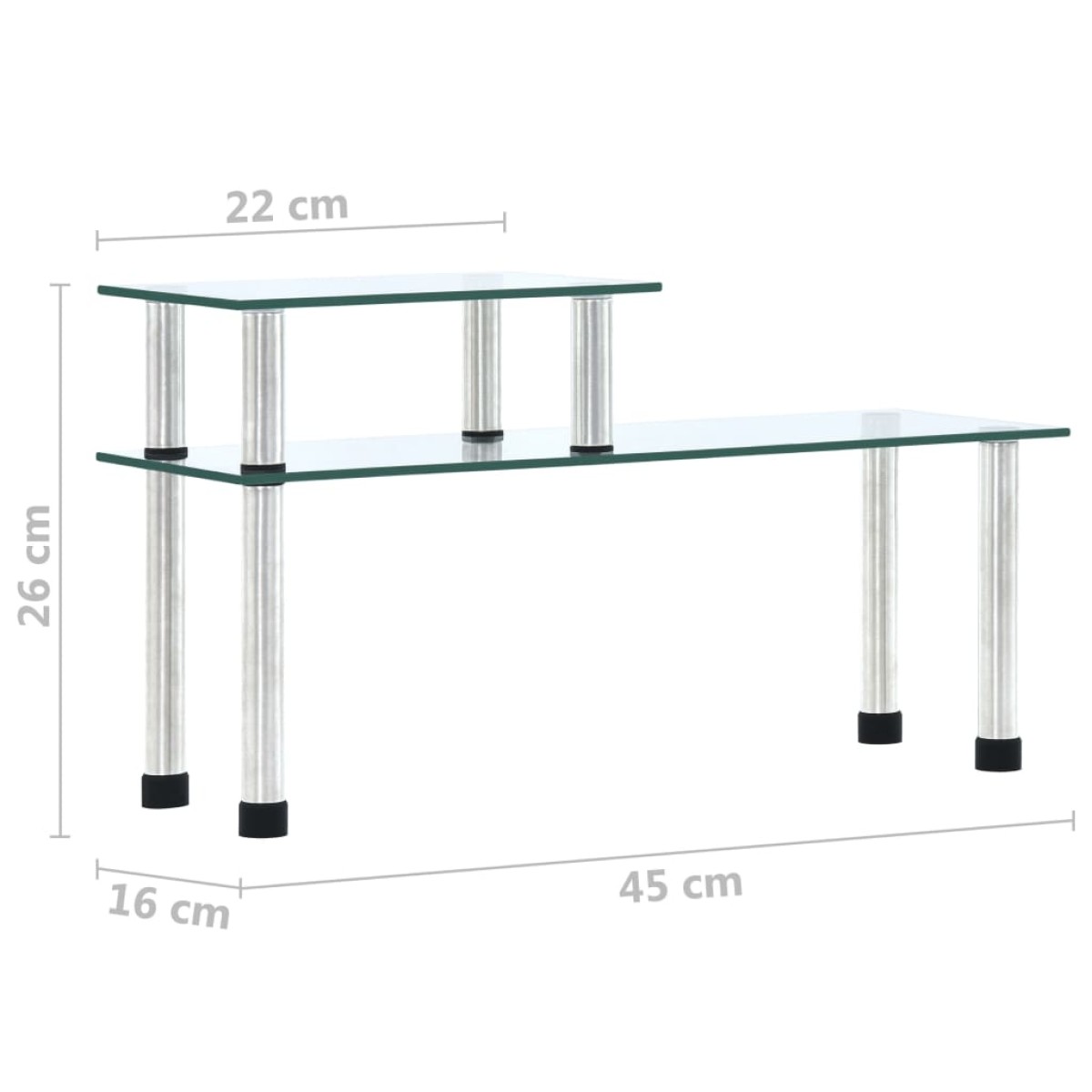 vidaXL Ραφιέρα Κουζίνας Διαφανής 45 x 16 x 26 εκ. από Ψημένο Γυαλί