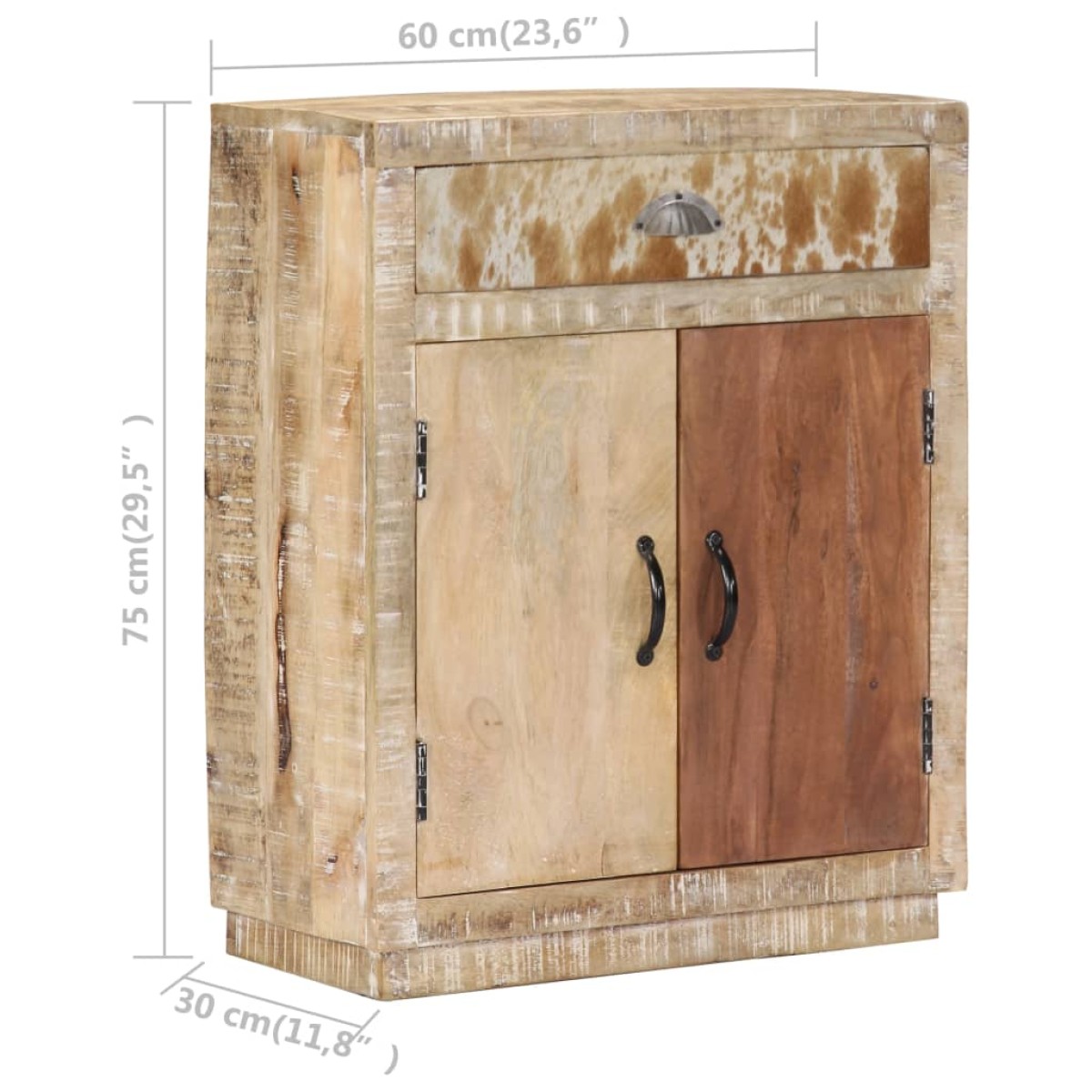 vidaXL Ντουλάπι με Συρτάρι 60 x 30 x 75 εκ. από Μασίφ Ξύλο Μάνγκο