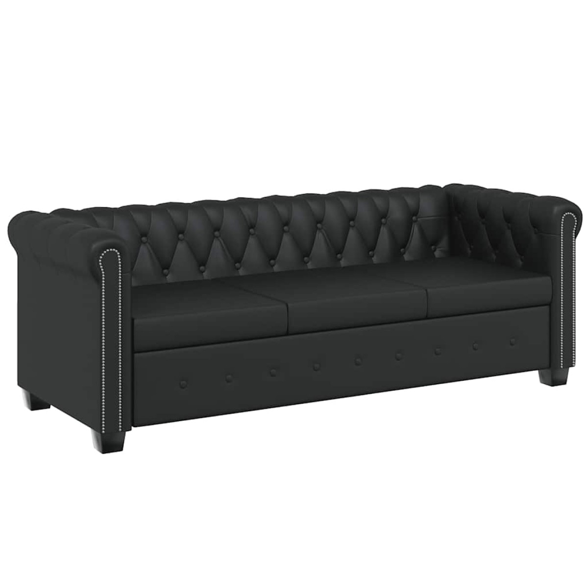 vidaXL Καναπέδες Chesterfield Διθέσιος + Τριθέσιος Μαύρο Συνθ. Δέρμα