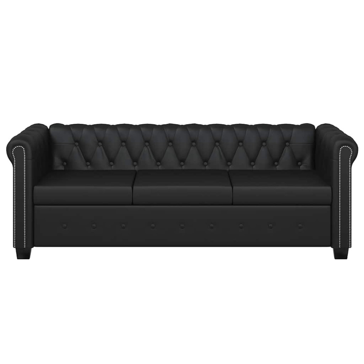 vidaXL Καναπέδες Chesterfield Διθέσιος + Τριθέσιος Μαύρο Συνθ. Δέρμα