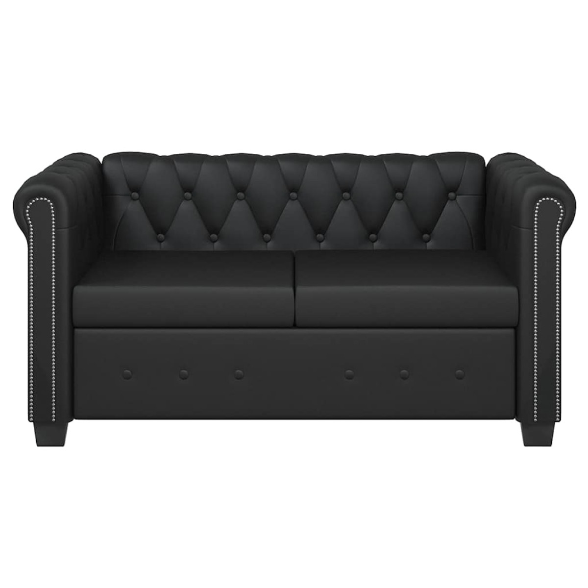 vidaXL Καναπέδες Chesterfield Διθέσιος + Τριθέσιος Μαύρο Συνθ. Δέρμα