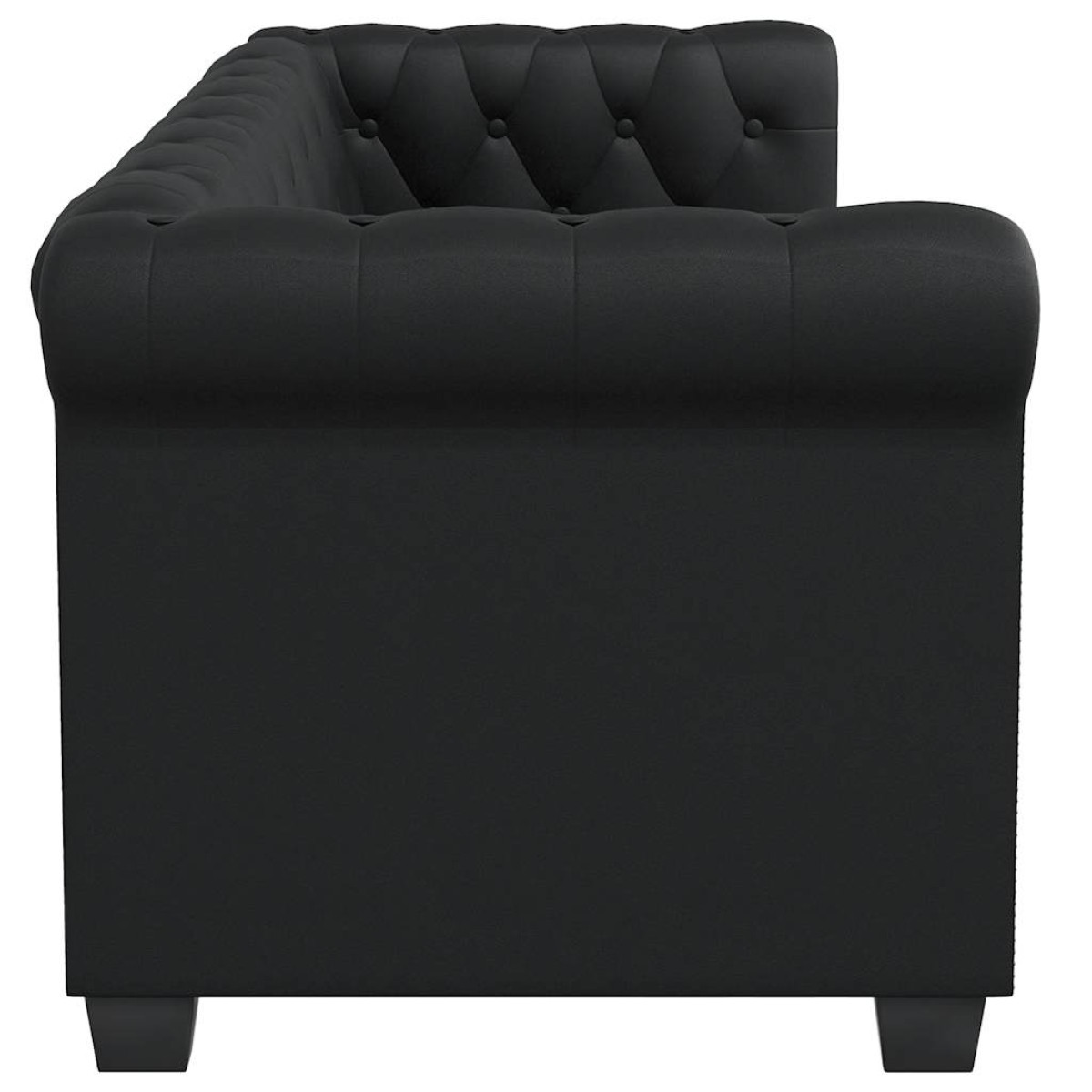 vidaXL Καναπέδες Chesterfield Διθέσιος + Τριθέσιος Μαύρο Συνθ. Δέρμα