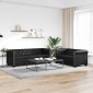 vidaXL Καναπέδες Chesterfield Διθέσιος + Τριθέσιος Μαύρο Συνθ. Δέρμα