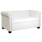 vidaXL Καναπέδες Chesterfield Διθέσιος + Τριθέσιος Λευκό Συνθ. Δέρμα