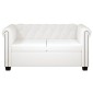 vidaXL Καναπέδες Chesterfield Διθέσιος + Τριθέσιος Λευκό Συνθ. Δέρμα