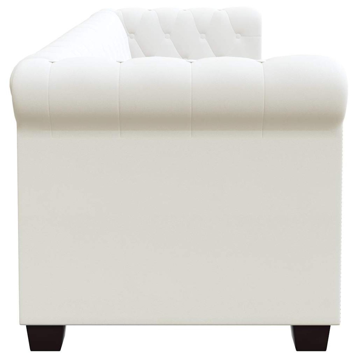 vidaXL Καναπέδες Chesterfield Διθέσιος + Τριθέσιος Λευκό Συνθ. Δέρμα