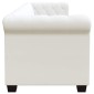 vidaXL Καναπέδες Chesterfield Διθέσιος + Τριθέσιος Λευκό Συνθ. Δέρμα