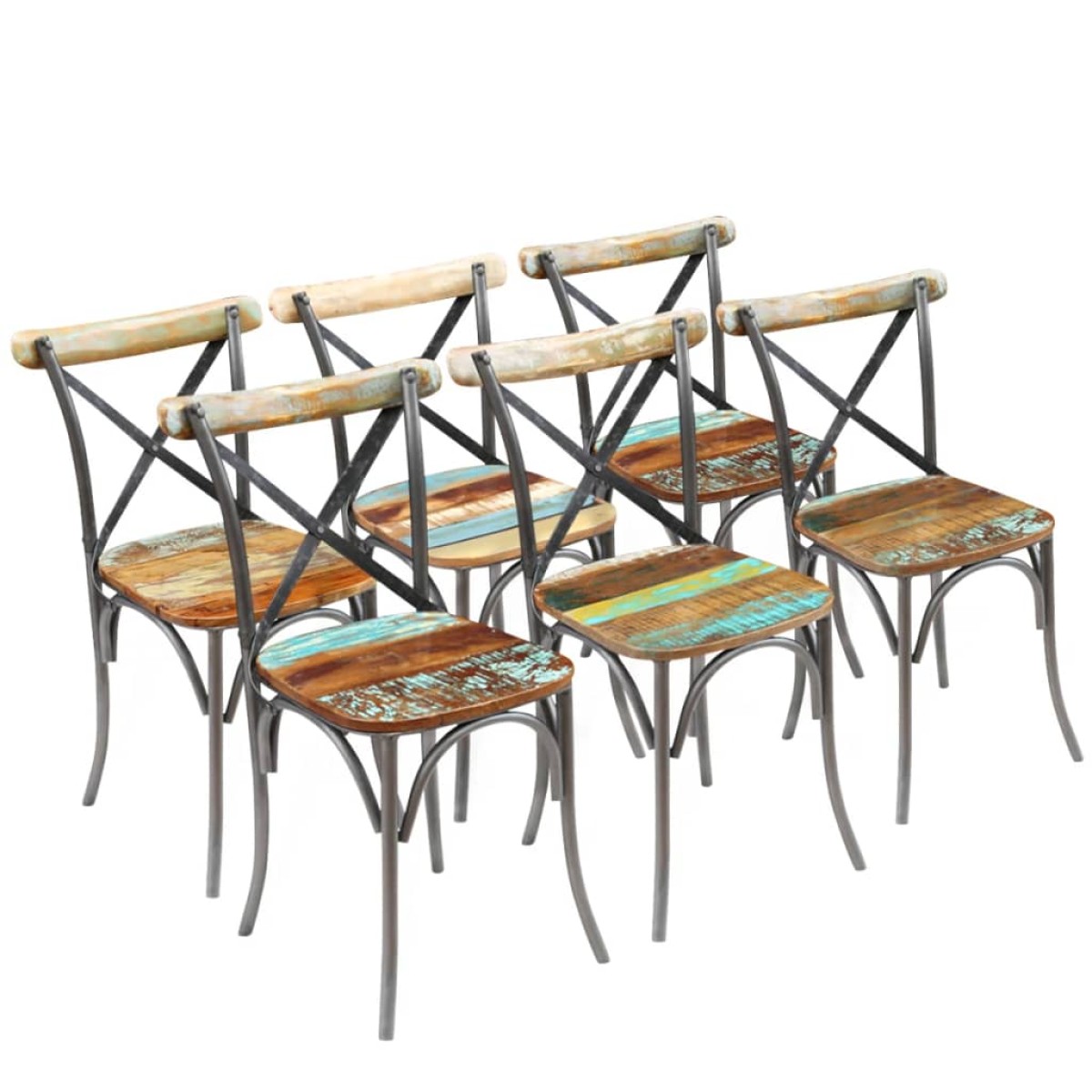 vidaXL Καρέκλες Τραπεζαρίας 6 τεμ. από Μασίφ Ανακυκλωμένο Ξύλο