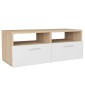 vidaXL Έπιπλα Τηλεόρασης 2 τεμ. Δρυς / Λευκό 95x35x36 εκ. Μοριοσανίδα