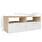vidaXL Έπιπλα Τηλεόρασης 2 τεμ. Δρυς / Λευκό 95x35x36 εκ. Μοριοσανίδα