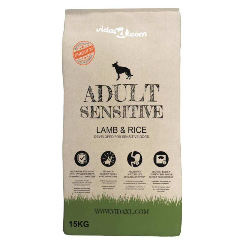 vidaXL Ξηρά Τροφή Σκύλων Premium Adult Sensitive Lamb & Rice (2 x 15 κ.)