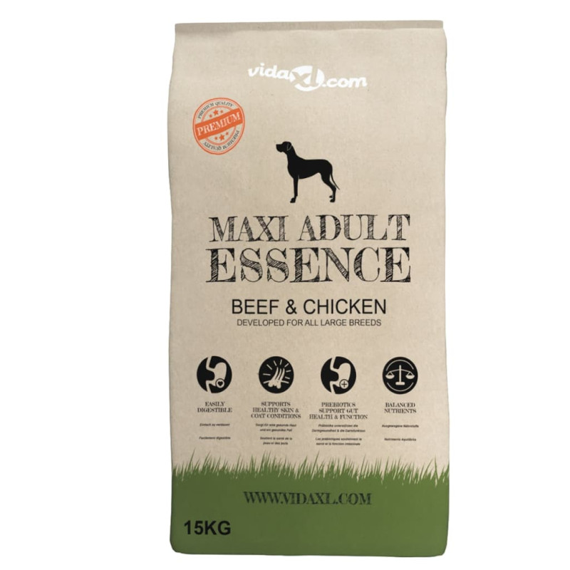 vidaXL Ξηρά Τροφή Σκύλων Premium Maxi Adult Essence Beef & Chicken (2 x 15 κ.)