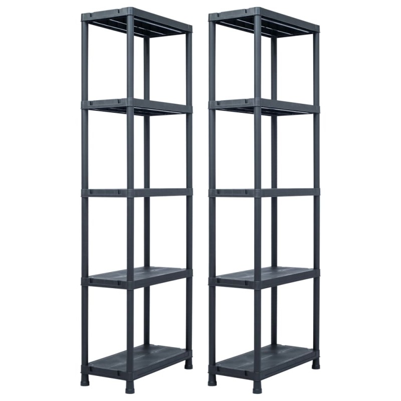 vidaXL Ραφιέρες 2 τεμ. Μαύρες 125 κ. 60 x 30 x 180 εκ. Πλαστικές