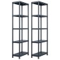 vidaXL Ραφιέρες 2 τεμ. Μαύρες 125 κ. 60 x 30 x 180 εκ. Πλαστικές