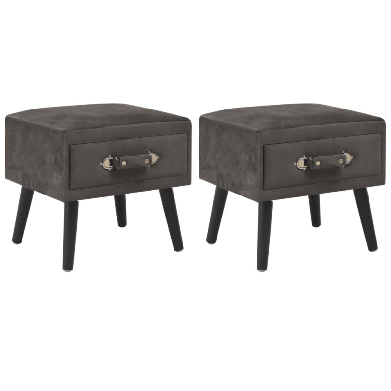 vidaXL Κομοδίνα 2 τεμ. Γκρι 40 x 35 x 40 εκ. Βελούδινα