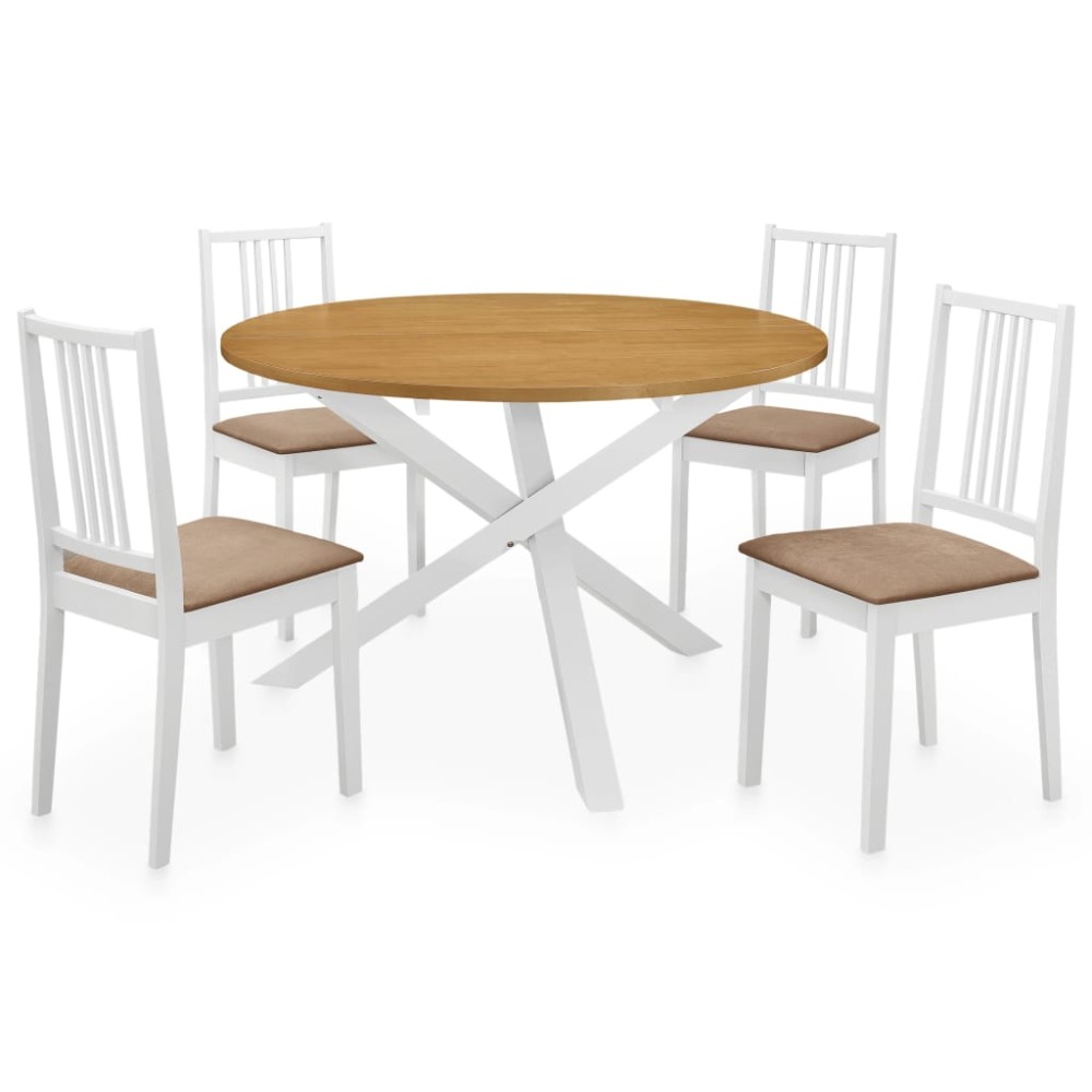 vidaXL Σετ Τραπεζαρίας 5 Τεμαχίων Λευκό από MDF